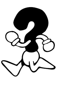 a black and white drawing of a running character